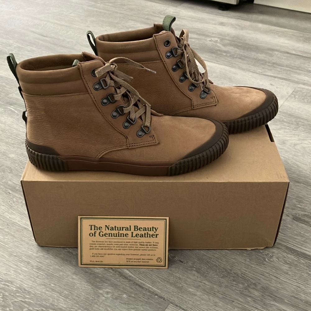Genuine Leather High-Top Men's Shoes - Brown
